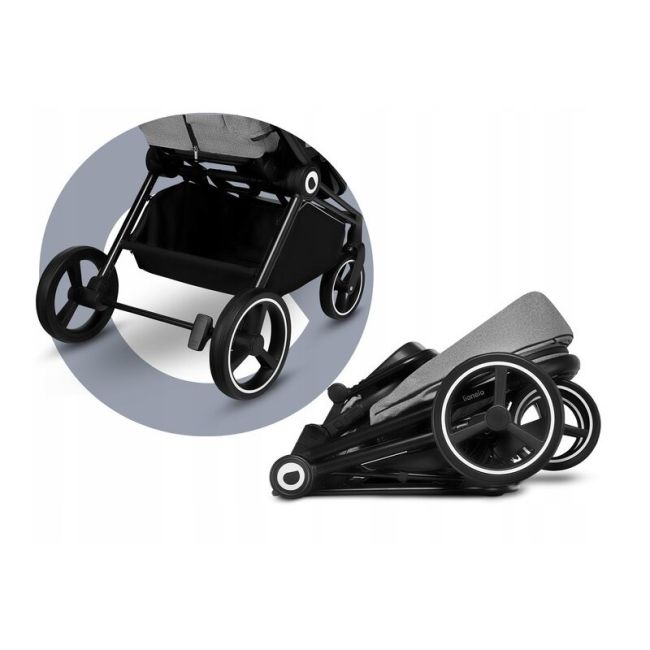 Lionelo - Carucior compact Mika, 2 in 1, Cadru din aluminiu, Cu landou intarit si salteluta moale, Reversibil, Maner ajustabil, Huse pentru picioare, Plasa de tantari, Husa de ploaie, Pana la 22 kg, Albastru BYNLO-MIKA_2IN1_BLUE_NAVY