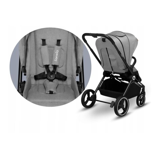 Lionelo - Carucior compact Mika, 2 in 1, Cadru din aluminiu, Cu landou intarit si salteluta moale, Reversibil, Maner ajustabil, Huse pentru picioare, Plasa de tantari, Husa de ploaie, Pana la 22 kg, Albastru BYNLO-MIKA_2IN1_BLUE_NAVY