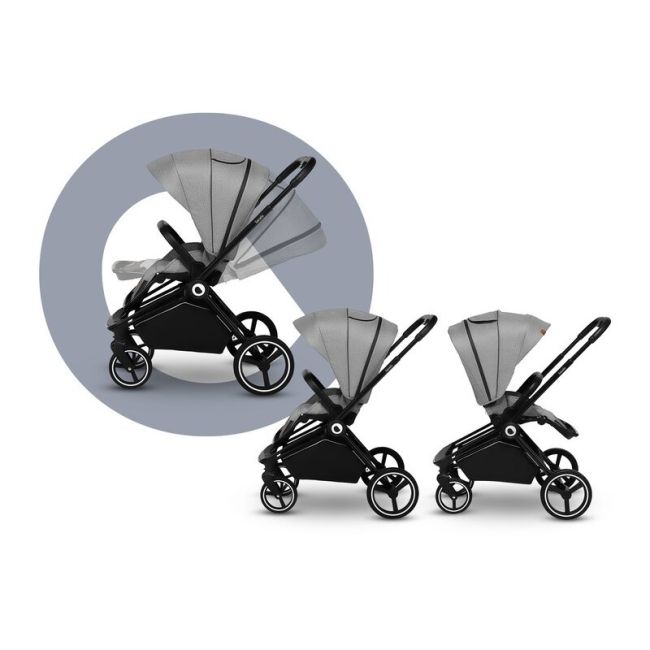 Lionelo - Carucior compact Mika, 2 in 1, Cadru din aluminiu, Cu landou intarit si salteluta moale, Reversibil, Maner ajustabil, Huse pentru picioare, Plasa de tantari, Husa de ploaie, Pana la 22 kg, Albastru BYNLO-MIKA_2IN1_BLUE_NAVY