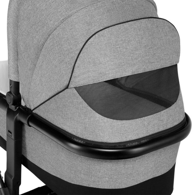 Lionelo - Carucior compact Mika, 2 in 1, Cadru din aluminiu, Cu landou intarit si salteluta moale, Reversibil, Maner ajustabil, Huse pentru picioare, Plasa de tantari, Husa de ploaie, Pana la 22 kg, Gri Deschis BYNLO-MIKA_2IN1_GREY_STONE