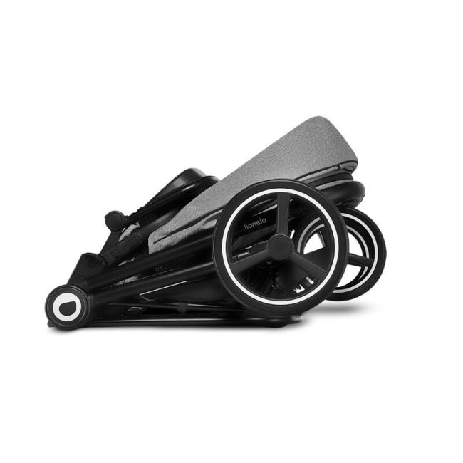 Lionelo - Carucior compact Mika, 2 in 1, Cadru din aluminiu, Cu landou intarit si salteluta moale, Reversibil, Maner ajustabil, Huse pentru picioare, Plasa de tantari, Husa de ploaie, Pana la 22 kg, Gri Deschis BYNLO-MIKA_2IN1_GREY_STONE