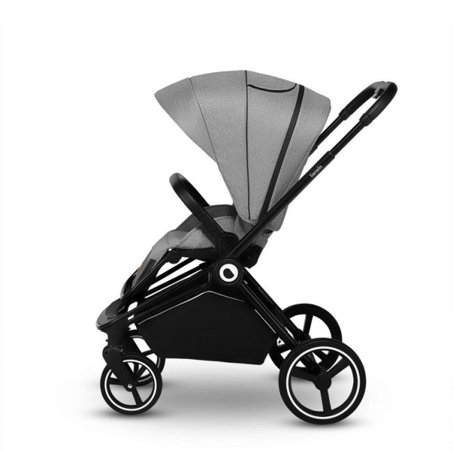Lionelo - Carucior compact Mika, 2 in 1, Cadru din aluminiu, Cu landou intarit si salteluta moale, Reversibil, Maner ajustabil, Huse pentru picioare, Plasa de tantari, Husa de ploaie, Pana la 22 kg, Gri Deschis BYNLO-MIKA_2IN1_GREY_STONE