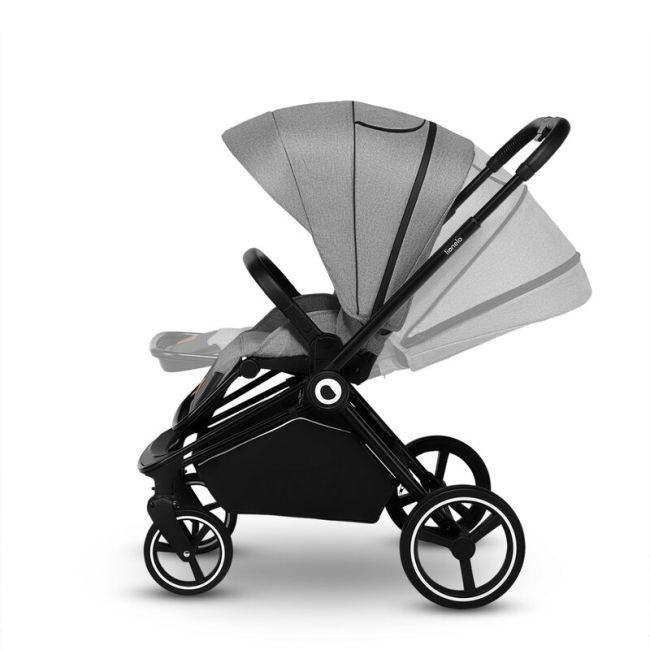Lionelo - Carucior compact Mika, 2 in 1, Cadru din aluminiu, Cu landou intarit si salteluta moale, Reversibil, Maner ajustabil, Huse pentru picioare, Plasa de tantari, Husa de ploaie, Pana la 22 kg, Gri Deschis BYNLO-MIKA_2IN1_GREY_STONE