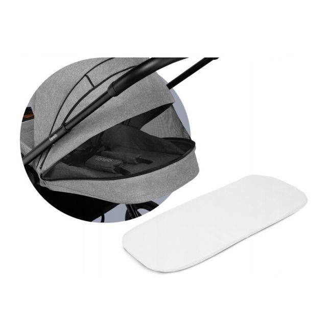 Lionelo - Carucior compact Mika, 2 in 1, Cadru din aluminiu, Cu landou intarit si salteluta moale, Reversibil, Maner ajustabil, Huse pentru picioare, Plasa de tantari, Husa de ploaie, Pana la 22 kg, Gri Deschis BYNLO-MIKA_2IN1_GREY_STONE