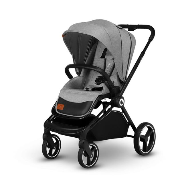Lionelo - Carucior compact Mika, 2 in 1, Cadru din aluminiu, Cu landou intarit si salteluta moale, Reversibil, Maner ajustabil, Huse pentru picioare, Plasa de tantari, Husa de ploaie, Pana la 22 kg, Gri Deschis BYNLO-MIKA_2IN1_GREY_STONE