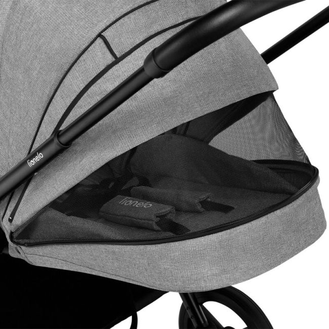 Lionelo - Carucior compact Mika, 2 in 1, Cadru din aluminiu, Cu landou intarit si salteluta moale, Reversibil, Maner ajustabil, Huse pentru picioare, Plasa de tantari, Husa de ploaie, Pana la 22 kg, Gri Deschis BYNLO-MIKA_2IN1_GREY_STONE