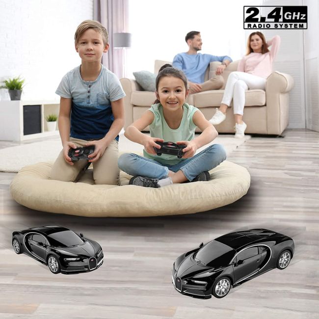 MASINA CU TELECOMANDA BUGATTI CHIRON NEGRU CU SCARA 1 LA 24 VIVRas76100_Negru