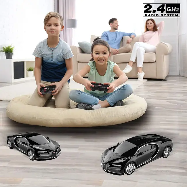 MASINA CU TELECOMANDA BUGATTI CHIRON NEGRU CU SCARA 1 LA 24 VIVRas76100_Negru