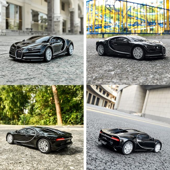 MASINA CU TELECOMANDA BUGATTI CHIRON NEGRU CU SCARA 1 LA 24 VIVRas76100_Negru