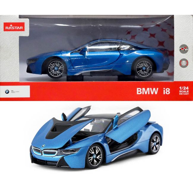 MASINUTA METALICA BMW I8 ALBASTRU SCARA 1 LA 24 VIVRas56500_Albastru