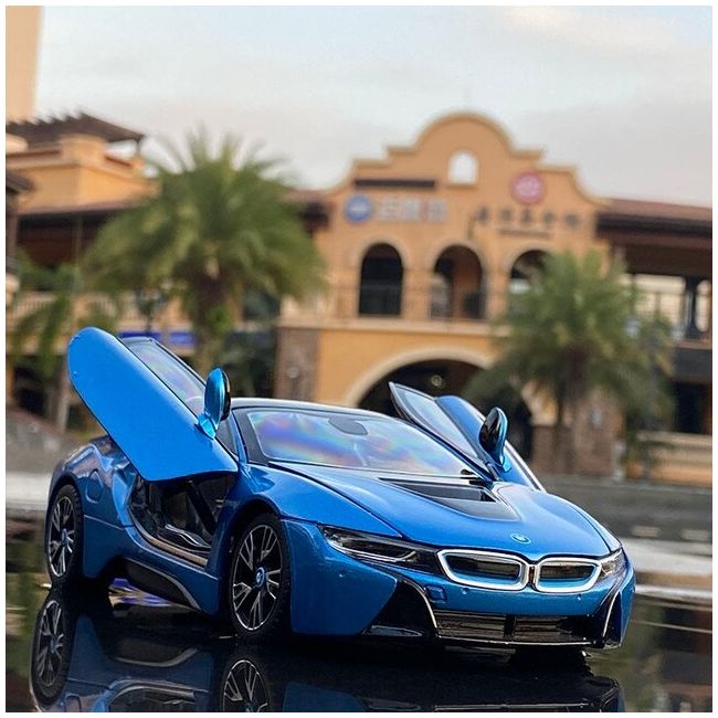MASINUTA METALICA BMW I8 ALBASTRU SCARA 1 LA 24 VIVRas56500_Albastru