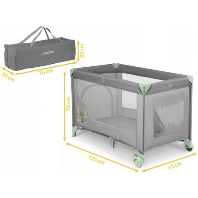 Patut pliabil ricokids rk-240 gri cu verde edeedi724010