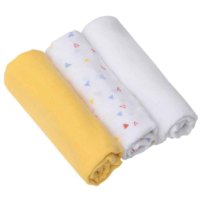 Set 3 paturici de muselina galben Clevamama 3541 SUPclvm_3541