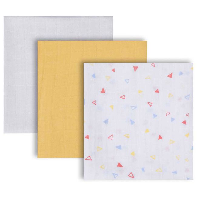 Set 3 paturici de muselina galben Clevamama 3541 SUPclvm_3541