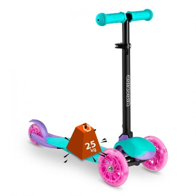Trotineta cu roti cu led ricokids loco 765104 - turcoaz cu roz edeedi765104