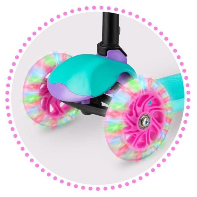 Trotineta cu roti cu led ricokids loco 765104 - turcoaz cu roz edeedi765104