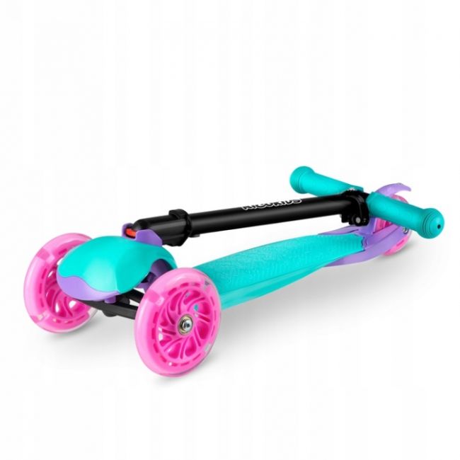 Trotineta cu roti cu led ricokids loco 765104 - turcoaz cu roz edeedi765104