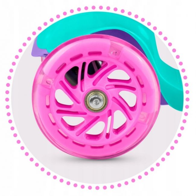 Trotineta cu roti cu led ricokids loco 765104 - turcoaz cu roz edeedi765104