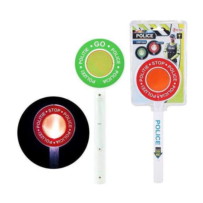 Jucarie Semn rutier STOP, cu Lumini, 2 Fete Rosu Verde, 33 cm Toi-Toys TT14863A BBJTT14863A_Alb