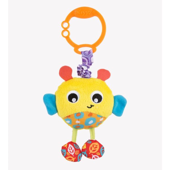 Jucarie cu vibratii pentru carucior, scoica auto si patut, Wiggling Bertie Bee, 23 cm, Playgro BYN730621