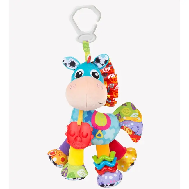 Jucarie mare pentru carucior, scoica auto si patut, Cu jucarie de dentitie, Cu sunete, Activity Friend Clip Clop, 39 cm, Playgro BYN816456