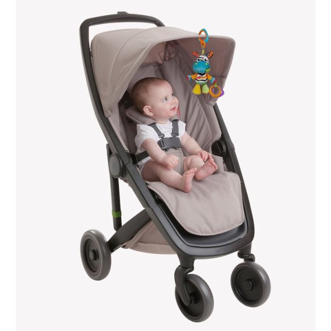 Jucarie pentru carucior, scoica auto si patut, Cu jucarie de dentitie, Zoe Zebra Munchimal, 32 cm, Playgro BYN730623