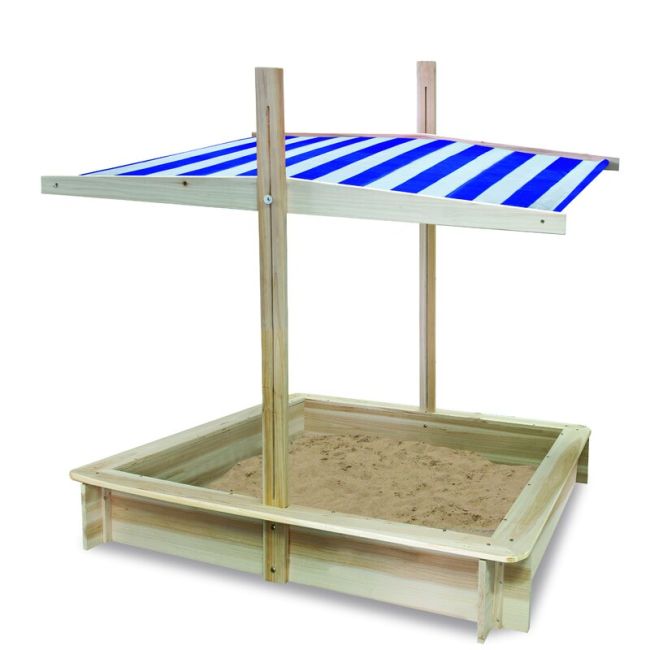 Lada de nisip cu acoperis, Free2Play, Cu coborare completa a acoperisului, 120 X 120 X 120 cm, Natural BYN323