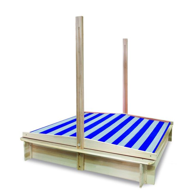 Lada de nisip cu acoperis, Free2Play, Cu coborare completa a acoperisului, 120 X 120 X 120 cm, Natural BYN323