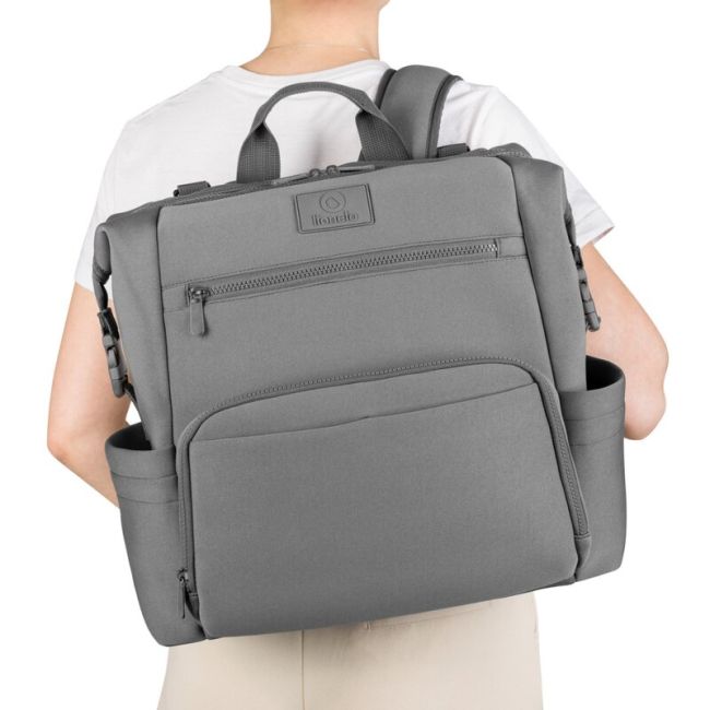 Lionelo - Rucsac pentru mamici, Cu 12 compartimente si salteluta de schimbat, Cu prindere universala de carucior, Impermeabila, 36 x 36 x 23 cm, Gri BYNLO-CUBE_GREY