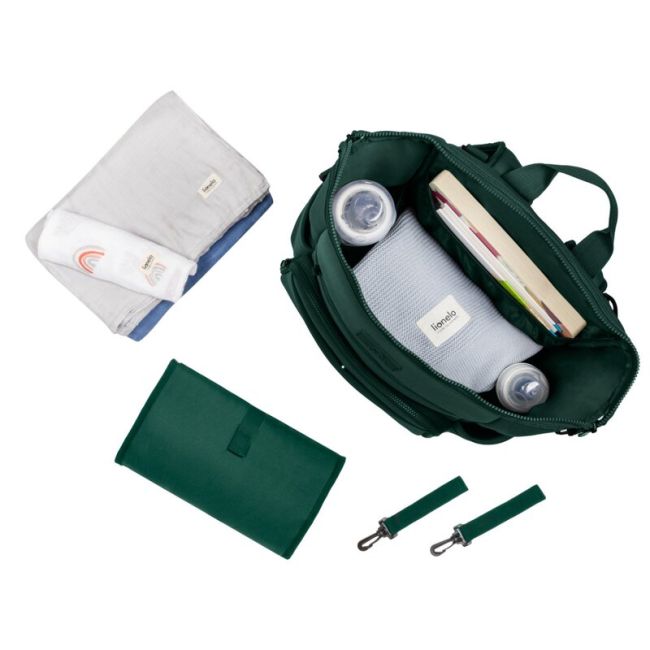 Lionelo - Rucsac pentru mamici, Cu 12 compartimente si salteluta de schimbat, Cu prindere universala de carucior, Impermeabila, 36 x 36 x 23 cm, Verde BYNLO-CUBE_GREEN