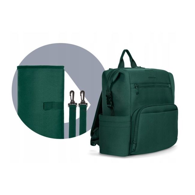 Lionelo - Rucsac pentru mamici, Cu 12 compartimente si salteluta de schimbat, Cu prindere universala de carucior, Impermeabila, 36 x 36 x 23 cm, Verde BYNLO-CUBE_GREEN