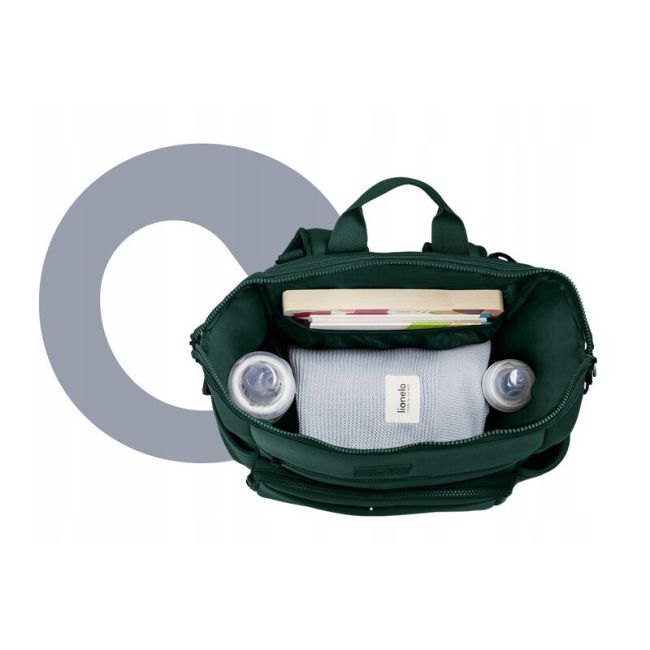 Lionelo - Rucsac pentru mamici, Cu 12 compartimente si salteluta de schimbat, Cu prindere universala de carucior, Impermeabila, 36 x 36 x 23 cm, Verde BYNLO-CUBE_GREEN