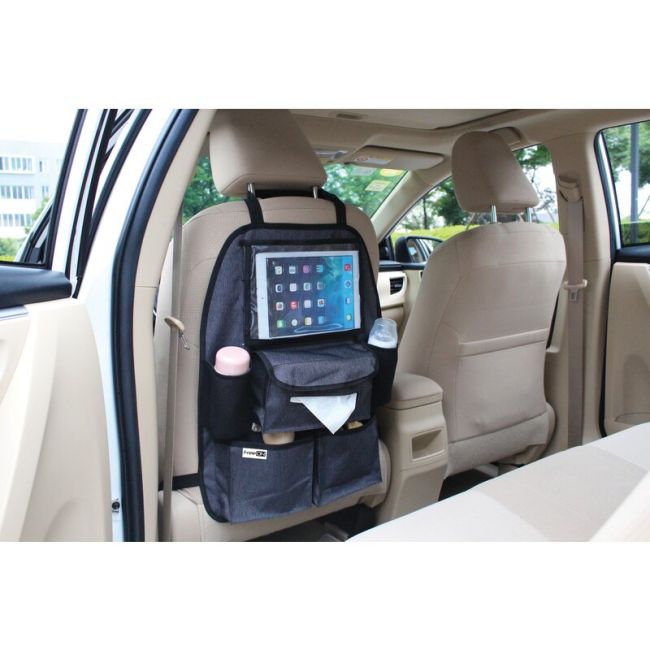 Organizator auto cu suport pentru tableta, Deluxe, Cu multiple buzunare, FreeON, Black BYN64043