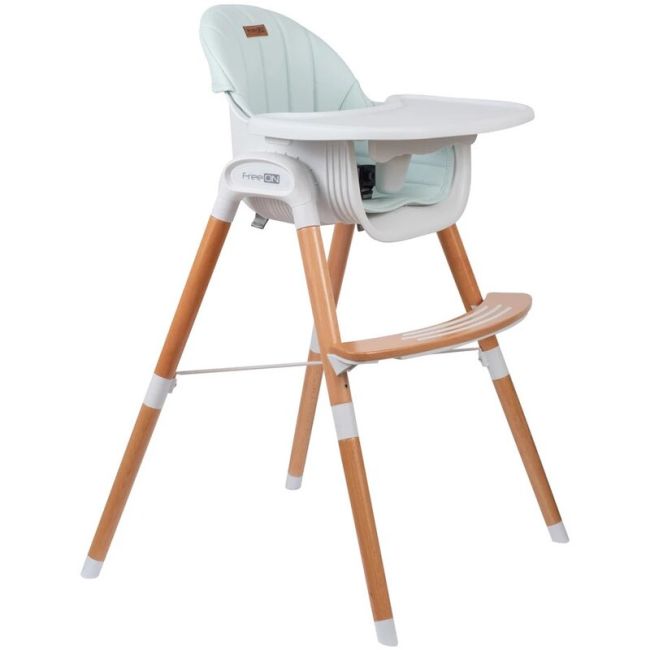 Scaun de masa 2 in 1 reglabil, Tin, Cu tavita si husa detasabile, Suport pentru picioare reglabil, FreeON, Light Green BYN38237