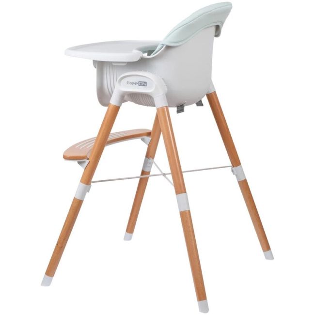 Scaun de masa 2 in 1 reglabil, Tin, Cu tavita si husa detasabile, Suport pentru picioare reglabil, FreeON, Light Green BYN38237