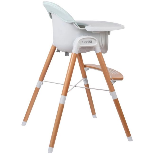 Scaun de masa 2 in 1 reglabil, Tin, Cu tavita si husa detasabile, Suport pentru picioare reglabil, FreeON, Light Green BYN38237