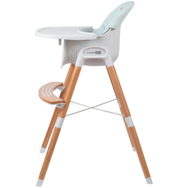 Scaun de masa 2 in 1 reglabil, Tin, Cu tavita si husa detasabile, Suport pentru picioare reglabil, FreeON, Light Green BYN38237