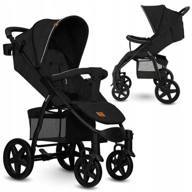 Lionelo - Carucior sport Annet Tour, De la nastere, UPF 50+, Cu maner reglabil, Plasa de tantari, Suport biberon, Saculet pentru picioare, Pana la 22 kg, Negru BYNLO-ANNET_TOUR_BLACK_CARBON