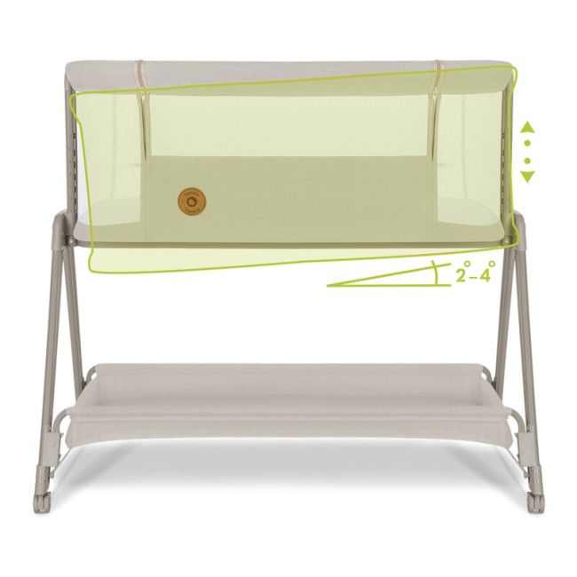 Lionelo - Patut co-sleeper Luna, 2 in 1, Cu setare unghiulara, Cu roti, Reglabil in 6 pozitii pe inaltime, Bej BYNLO-LUNA_BEIGE_SAND