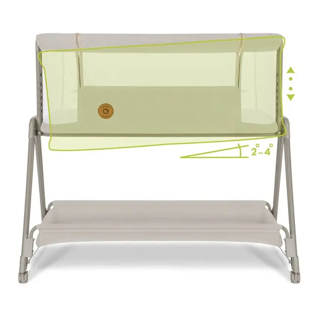 Lionelo - Patut co-sleeper Luna, 2 in 1, Cu setare unghiulara, Cu roti, Reglabil in 6 pozitii pe inaltime, Bej BYNLO-LUNA_BEIGE_SAND