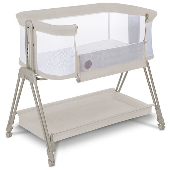 Lionelo - Patut co-sleeper Luna, 2 in 1, Cu setare unghiulara, Cu roti, Reglabil in 6 pozitii pe inaltime, Bej BYNLO-LUNA_BEIGE_SAND