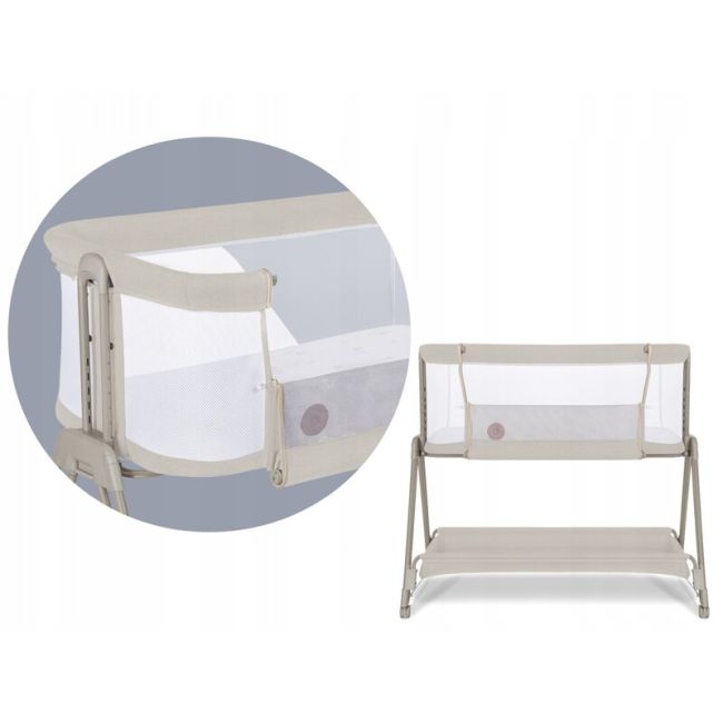 Lionelo - Patut co-sleeper Luna, 2 in 1, Cu setare unghiulara, Cu roti, Reglabil in 6 pozitii pe inaltime, Bej BYNLO-LUNA_BEIGE_SAND