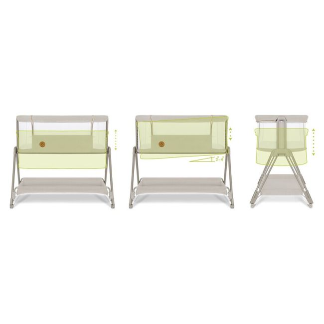 Lionelo - Patut co-sleeper Luna, 2 in 1, Cu setare unghiulara, Cu roti, Reglabil in 6 pozitii pe inaltime, Bej BYNLO-LUNA_BEIGE_SAND