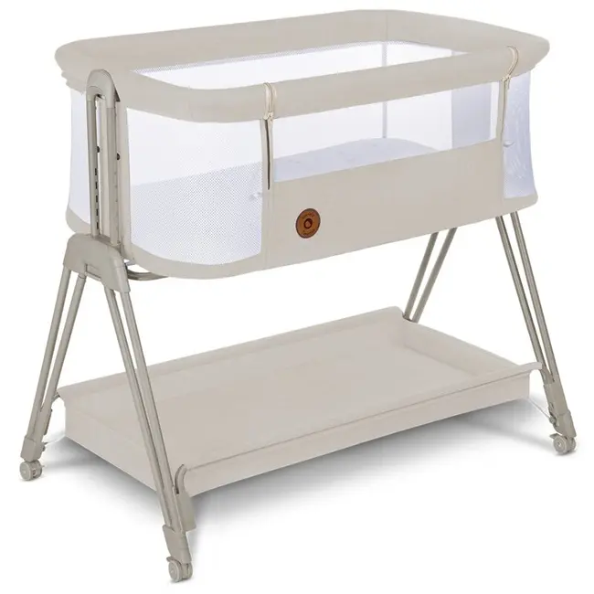 Lionelo - Patut co-sleeper Luna, 2 in 1, Cu setare unghiulara, Cu roti, Reglabil in 6 pozitii pe inaltime, Bej BYNLO-LUNA_BEIGE_SAND