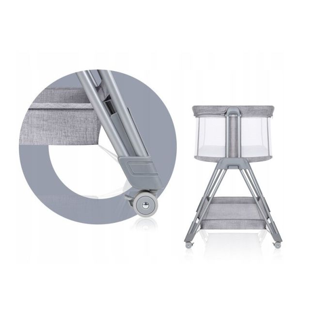 Lionelo - Patut co-sleeper Luna, 2 in 1, Cu setare unghiulara, Cu roti, Reglabil in 6 pozitii pe inaltime, Gri deschis BYNLO-LUNA_GREY_CONCRETE