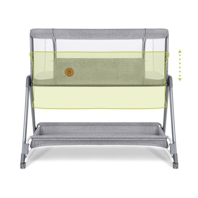 Lionelo - Patut co-sleeper Luna, 2 in 1, Cu setare unghiulara, Cu roti, Reglabil in 6 pozitii pe inaltime, Gri deschis BYNLO-LUNA_GREY_CONCRETE