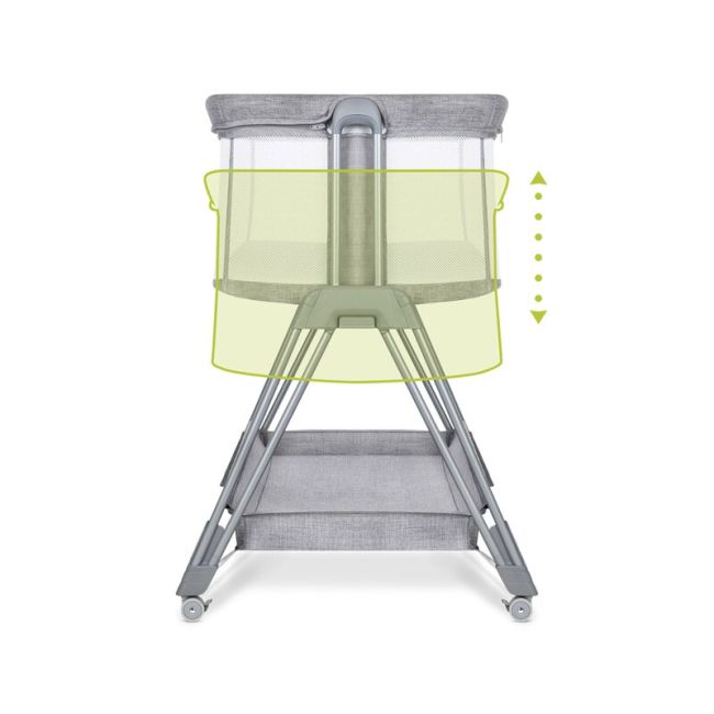 Lionelo - Patut co-sleeper Luna, 2 in 1, Cu setare unghiulara, Cu roti, Reglabil in 6 pozitii pe inaltime, Gri deschis BYNLO-LUNA_GREY_CONCRETE