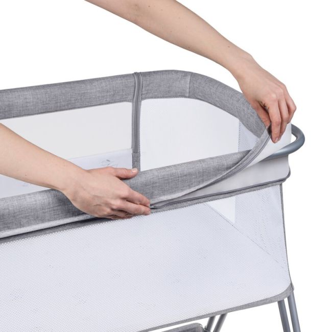 Lionelo - Patut co-sleeper Luna, 2 in 1, Cu setare unghiulara, Cu roti, Reglabil in 6 pozitii pe inaltime, Gri deschis BYNLO-LUNA_GREY_CONCRETE
