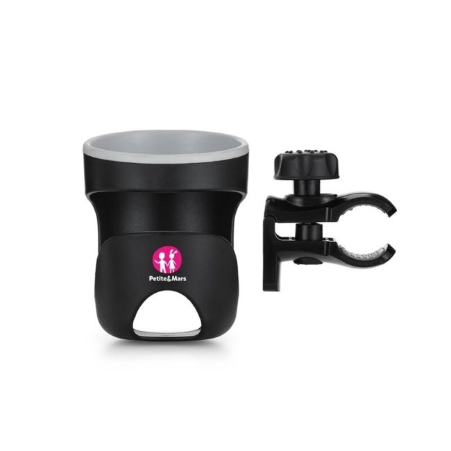 Petite&Mars - Suport universal pentru carucior/bicicleta Handy, Pentru biberon/pahar, Negru BYN901900