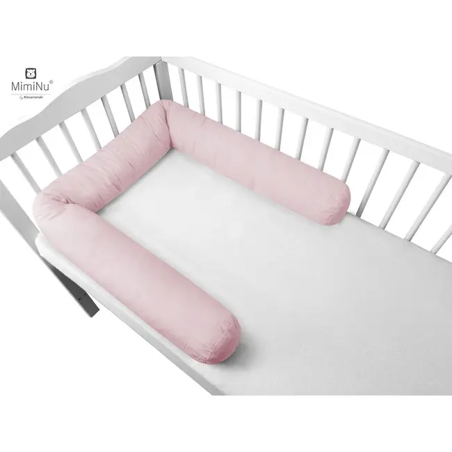 MimiNu - Aparatoare tip rulou pentru patut, Lungime 180 cm, Din bumbac, Cu diametru de 10 cm, Colectia Royal, Powder Pink BYN6426972013499